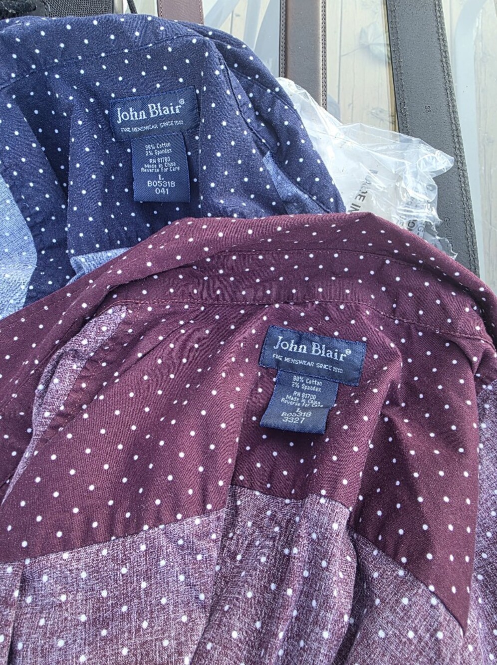 Mens  Polka Dot Short Sleeve Shirt - Burgundy And Blue